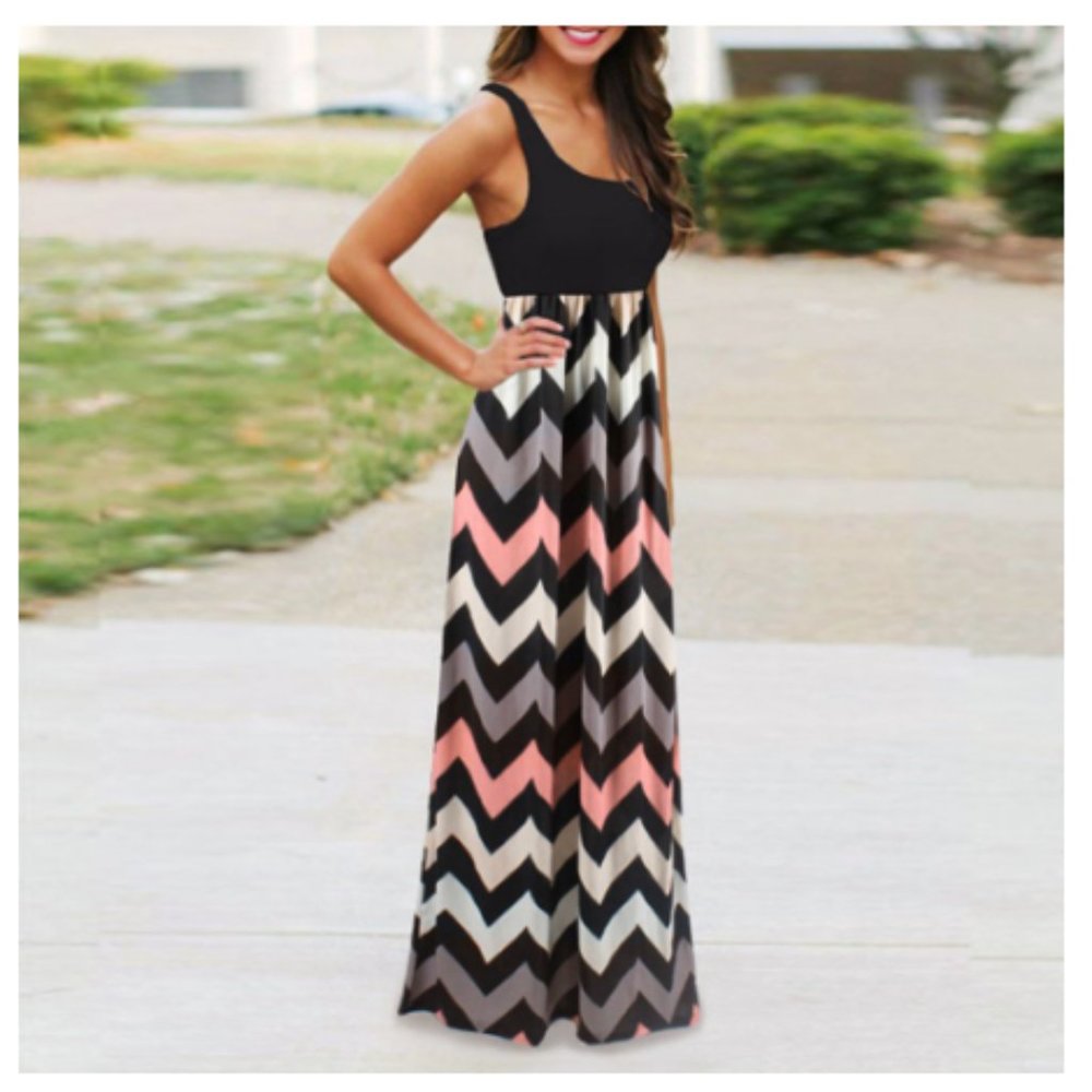 Chevron pattern Maxi Dress